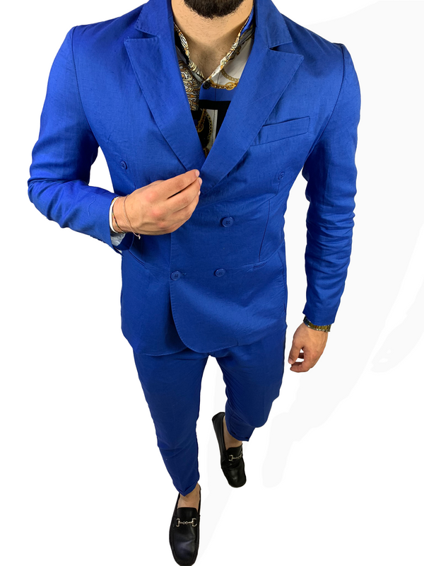 Completo elegante Blu elettrico in Lino