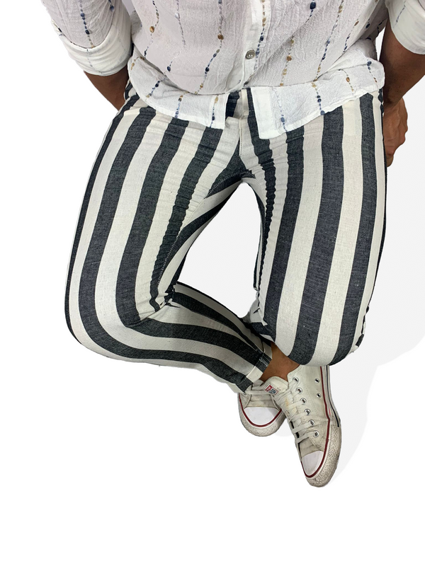 Pantalone in Lino Black & White