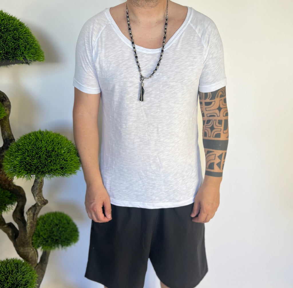 T-Shirt scollata bianca 972