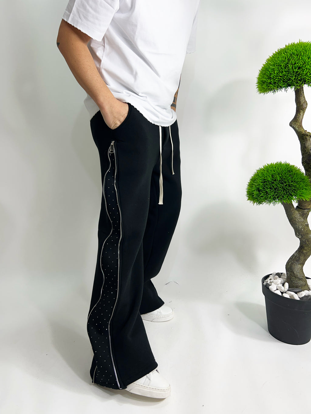 Pantatuta  baggy Zip e brillantini