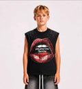 T-shirt Gironamica labbra e borchiette