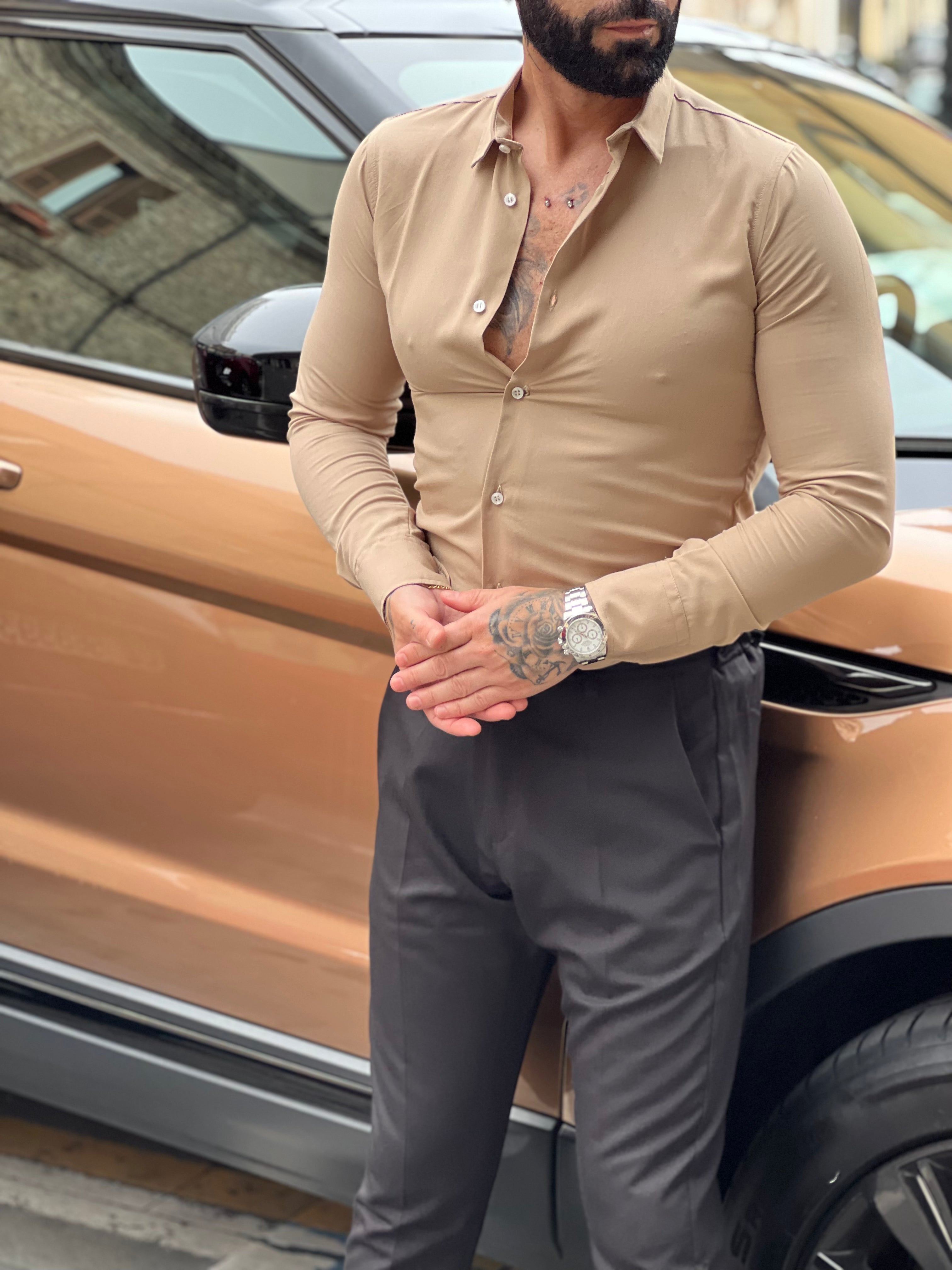 Camicia  sartoriale beige